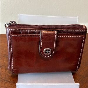 Fossil small wallet  card case/Coin pouch  Lustrous leather  Brown/ID holder EUC